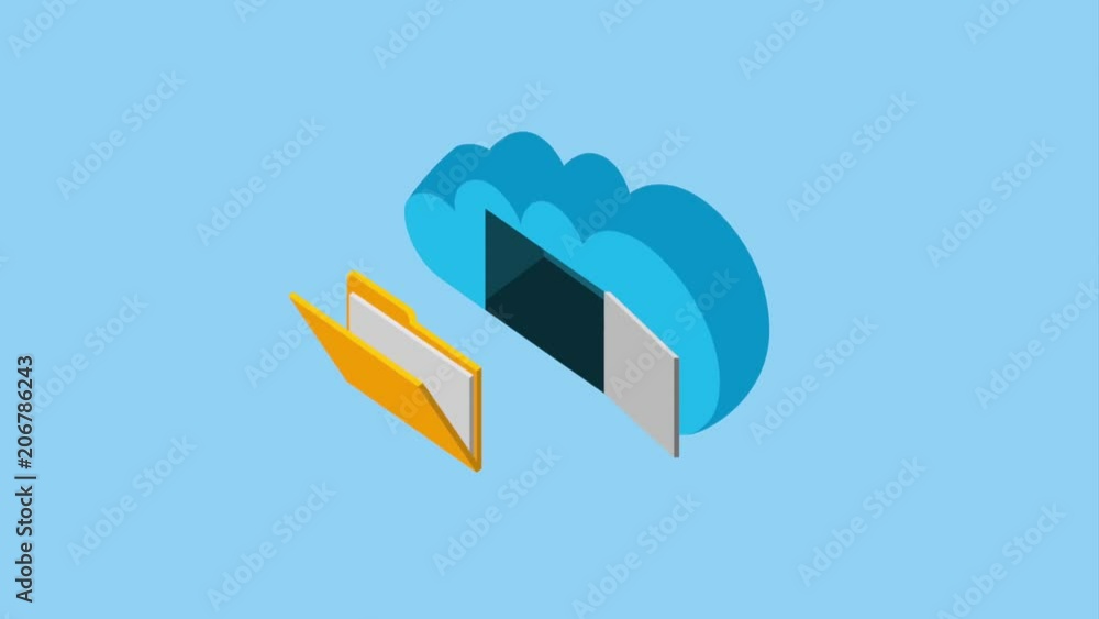 Poster cloud storage folder file document data animation hd
