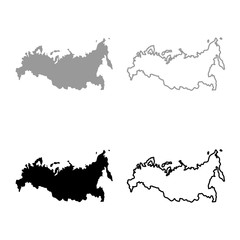 Map of Russian icon set grey black color