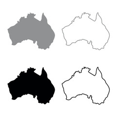Map of Australia icon set grey black color - obrazy, fototapety, plakaty
