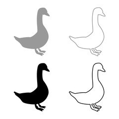 Goose icon set grey black color