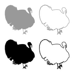 Turkey icon set grey black color