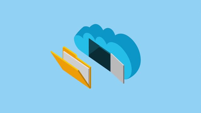 cloud storage folder file data sending animation