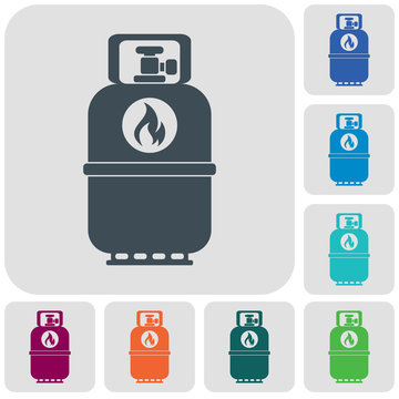 Camping gas bottle icon. Flat icon isolated