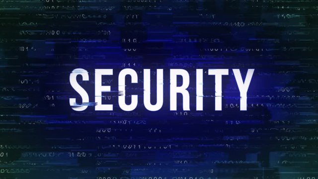Security - Glitch Animated Buzzword with Binary in the background Rendered in 4K