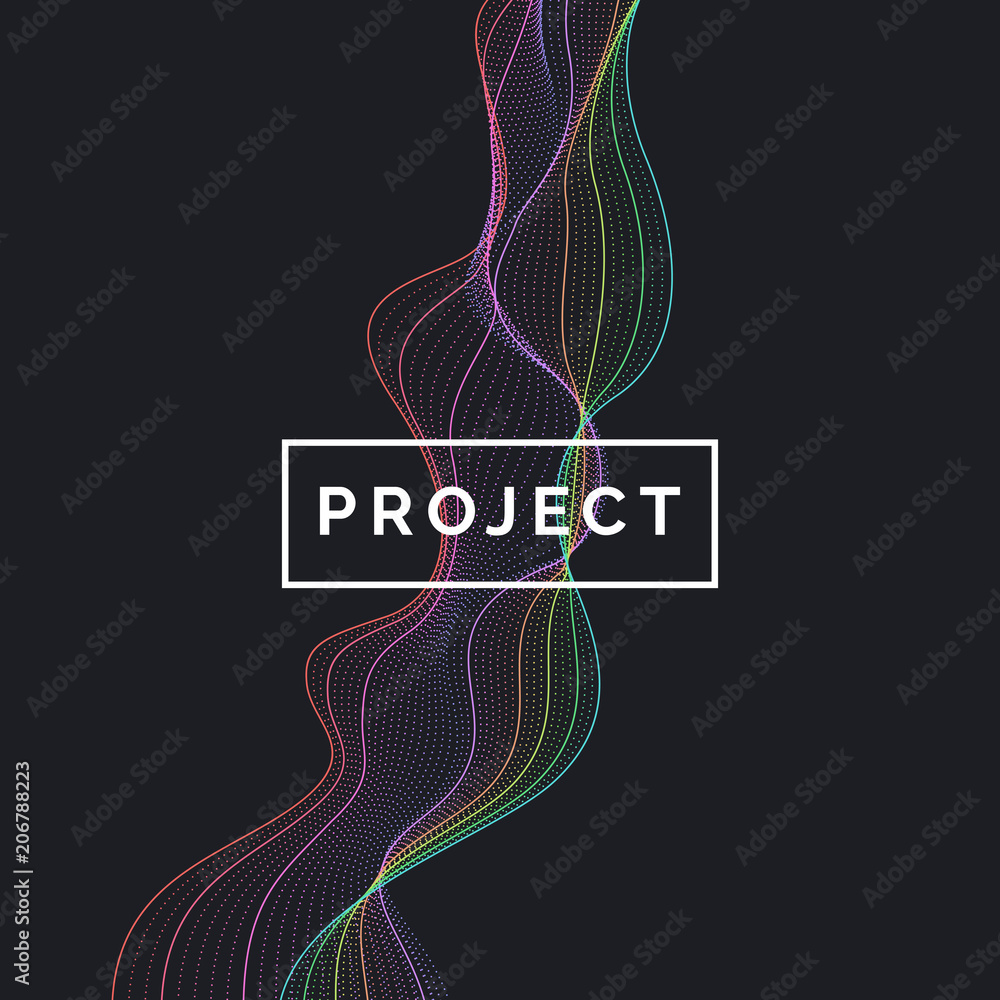 Aufkleber vector abstract background with a colored dynamic waves, line and particles.