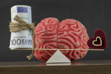 Brain ,Reasoning , Heart and Money - obrazy, fototapety, plakaty