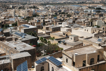 houses of Gozo, cityscape from above with anrrow streets