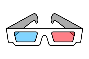 Colorful 3d cinema eye glasses concept