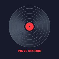 Poster of the Vinyl record. Illustration music on dark background.