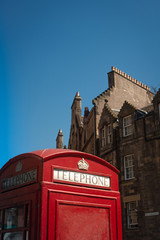 Fototapeta na wymiar Vintage Red Telephone Booth in Edinburgh, Scotland.