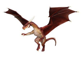 3D Rendering Fantasy Dragon on White