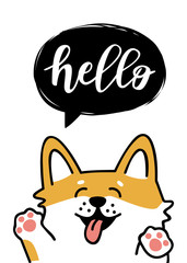 Greeting card with cute dog.