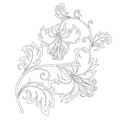 contour of flower with ornaments