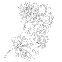 contour of flower with ornaments