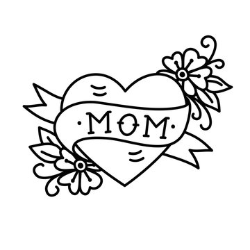 Tatoo with Mom inscription in heart shape