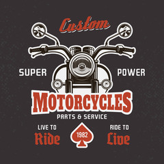 Motorcycle front view on dark vector t-shirt print