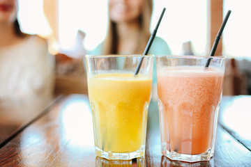 Two fruit smoothies