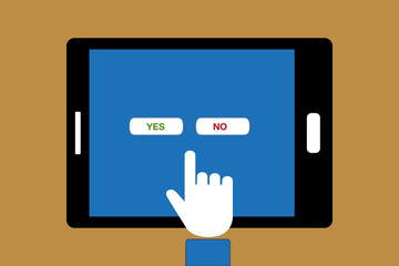 Choice between Yes and No on a tablet computer