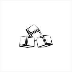 Cube Icon, 3d Line Art Design