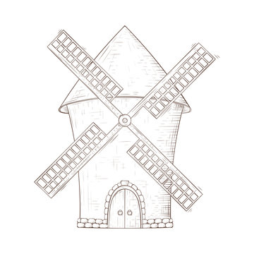 Windmill. Hand drawn sketch