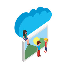 cloud storage people and photo gallery vector illustration