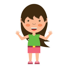 cute girl standing over white background, colorful design. vector illustration