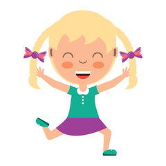 Cartoon happy girl with braids over white background, colorful design. vector illustration