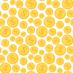 Cartoon illustration of dollar currency symbol vector pattern bank finance business seamless money background.