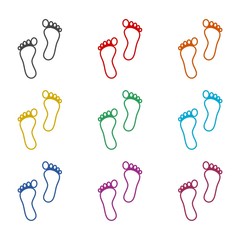 Two footprint icon, color icons set