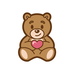 Teddy Love Mascot Design Vector
