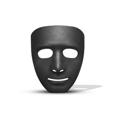 Black mask front of white background