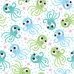seamless octopus pattern vector illustration