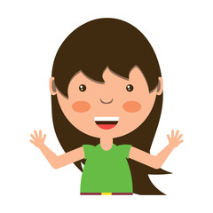 cartoon girl smiling over white background, colorful design. vector illustration