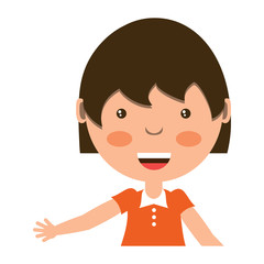 cartoon girl smiling over white background, colorful design. vector illustration
