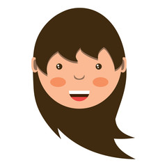 cartoon girl with long hair over white background, vector illustration