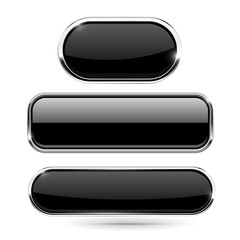 Black set of buttons with chrome frame