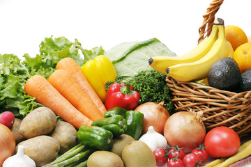 野菜と果物の集合　Image of different fruits and vegetables on white background