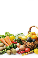 野菜と果物の集合　Image of different fruits and vegetables on white background