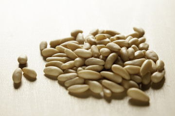 pinenuts on light brown