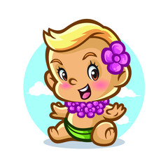 Baby Hawaiian Mascot Design Vector