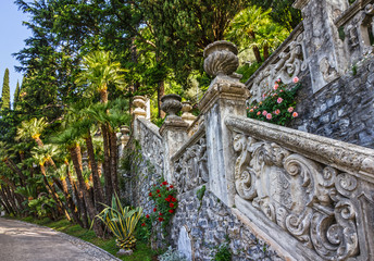 Obraz premium Garden ladder in Varenna, Como lake, Italy, Villa Monastero