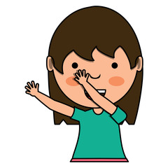 cartoon girl smiling over white background, colorful design. vector illustration