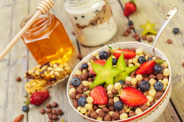 Healthy breakfast, close up