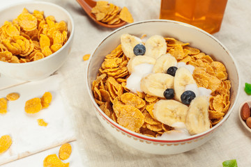 healthy breakfast with flakes