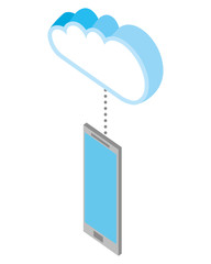 smartphone device with cloud isometric vector illustration design