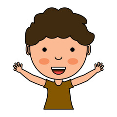 cartoon excited boy icon over white background, colorful design. vector illustration
