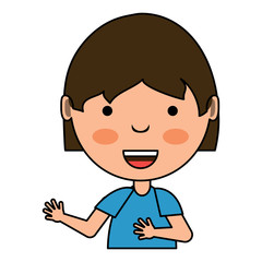 cartoon girl smiling over white background, colorful design. vector illustration