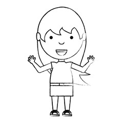 cute girl standing over white background, vector illustration