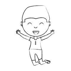 cartoon boy jumping over white background, vector illustration