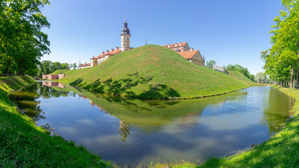 Fototapeta na wymiar Nesvizh Castle in Belarus. Spring-2018